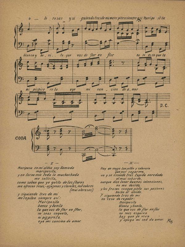 Partitura de Manuel Jovés,  &amp;quot;Mariposa del amor&amp;quot; P. 2