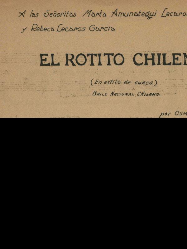 Partitura de Osmán Pérez Freire, "El rotito chileno"  P. 1  (detalle)