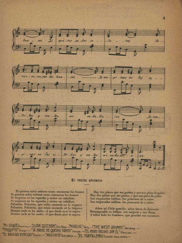 Partitura de Osmán Pérez Freire, &amp;quot;El rotito chileno&amp;quot;. P.2