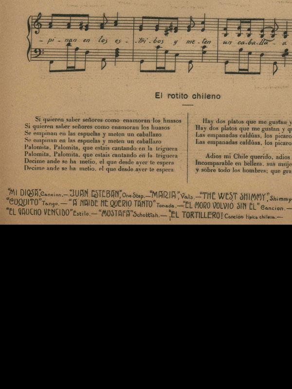 Partitura de Osmán Pérez Freire, &amp;quot;El rotito chileno&amp;quot;. P.2 (detalle)