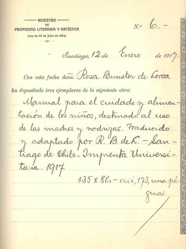 Registro del libro &amp;quot;Manual para el cuidado y alimentación de los niños&amp;quot;