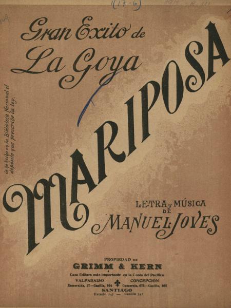 Carátula de la canción "Mariposa del amor" de Manuel Jovés (detalle) Carátula de la canción "Mariposa del amor" de Manuel Jovés (detalle)
