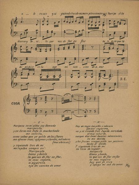 Partitura de Manuel Jovés, "Mariposa del amor" P. 2 Partitura de Manuel Jovés, "Mariposa del amor" P. 2