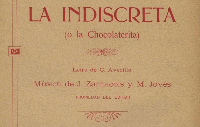 Carátula de la canción "La indiscreta" de Manuel Jovés (detalle) Carátula de la canción "La indiscreta" de Manuel Jovés (detalle)