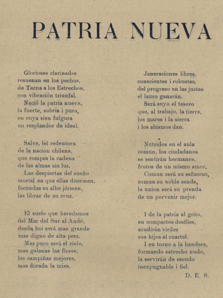Letra del Himno Patria Nueva por Darío Salas Díaz