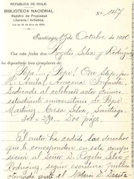 Registro de Propiedad Intelectual de la obra ¡Pepe!...¡Pepe! de Aníbal Aracena Registro de Propiedad Intelectual de la obra ¡Pepe!...¡Pepe! de Aníbal Aracena