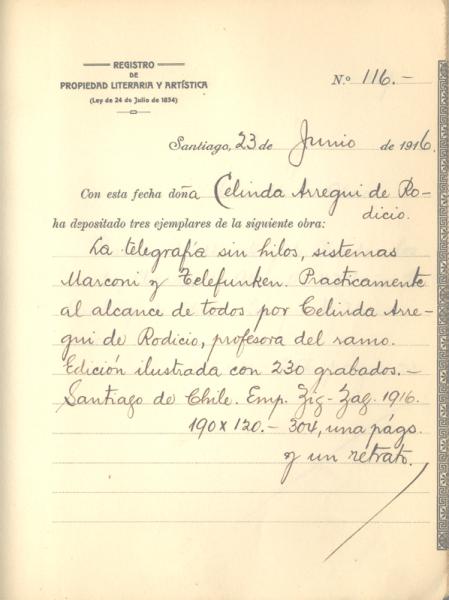 Registro del libro "La telegrafía sin hilos, sistemas Marconi y Telefunken" Registro del libro "La telegrafía sin hilos, sistemas Marconi y Telefunken"